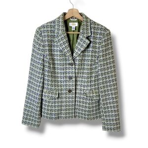 Talbots Vintage Tweed Blazer Size 10 Wool Blend Italian Fabric USA Made